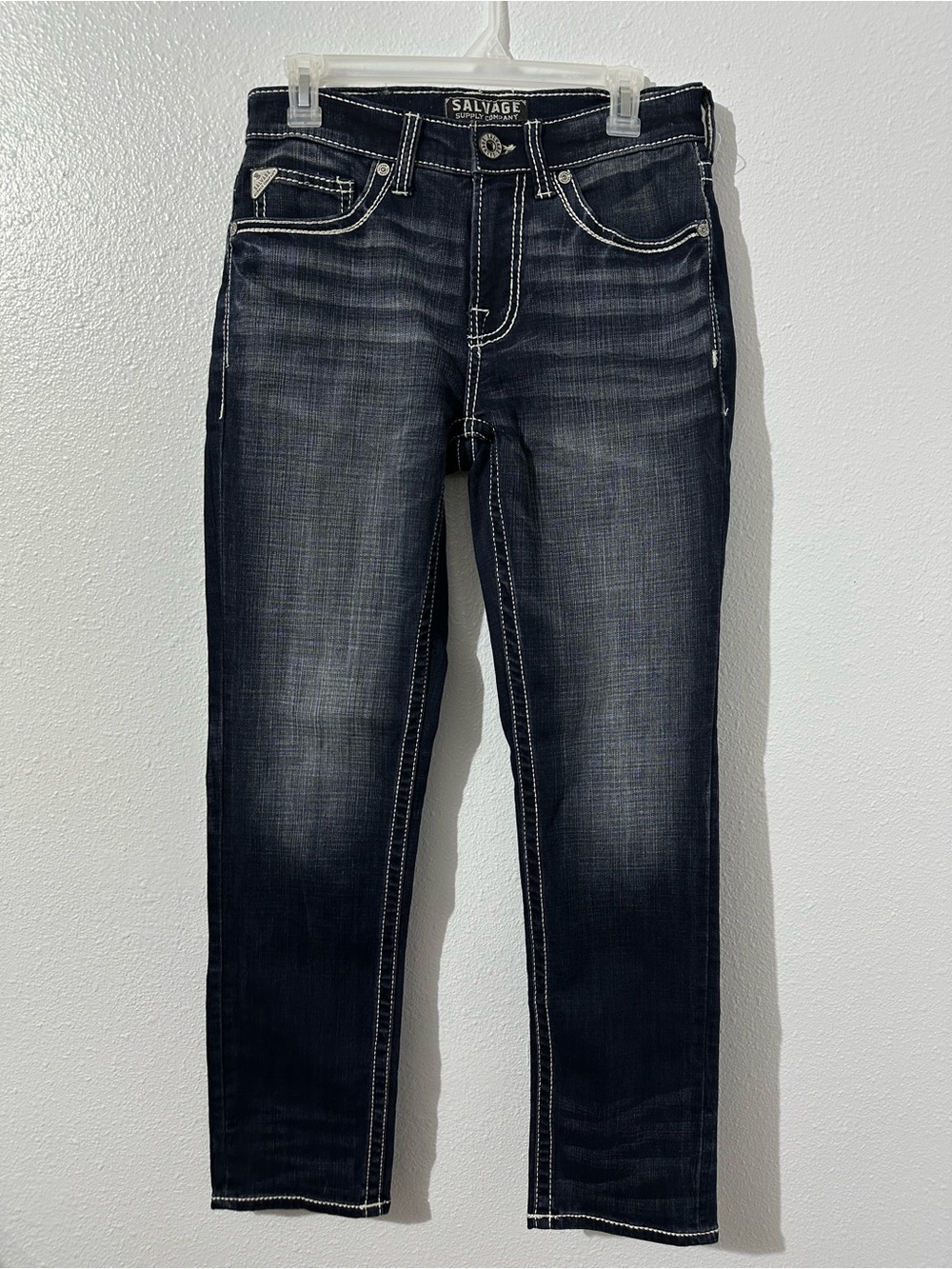 Salvage Riot Boot Athletic Fit Stretch Buckle Jeans Mens 30x30 Dark Blue